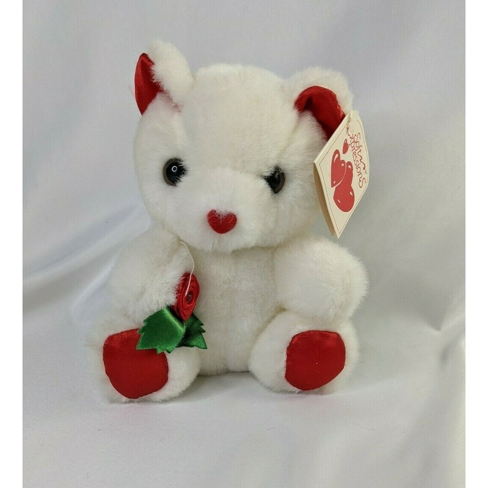 Dan Dee Soft Expressions White Bear Rose Plush 7‎ Inch Stuffed Animal Toy